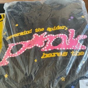 Black Graphic Tee with Pink and Yellow Design